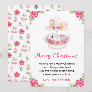 Cartes Pour Fêtes Annuelles Cookies de vacances et cacao rose Joyeux Noël