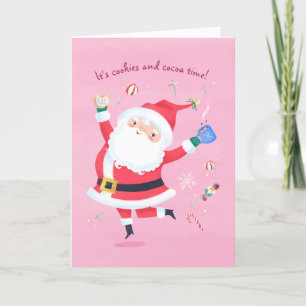 Cartes Pour Fêtes Annuelles Cookies et cacao Time Cute Père Noël Holiday Card