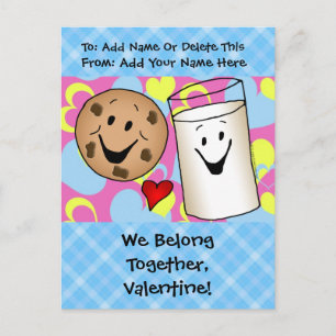 Cartes Pour Fêtes Annuelles Cookies et lait Valentine