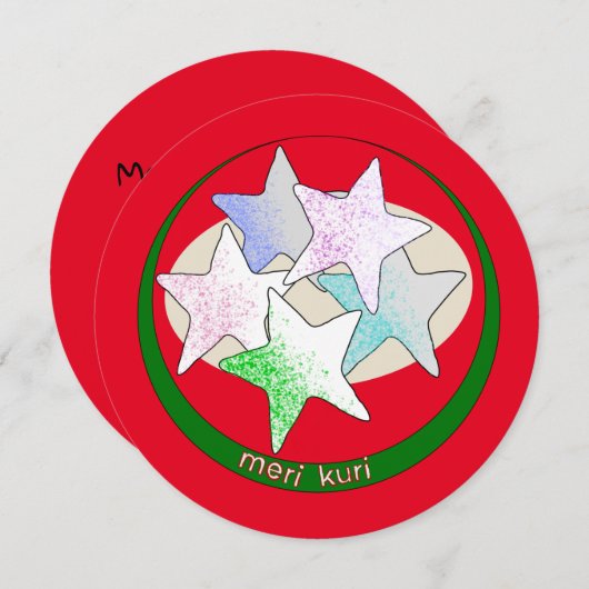 Cartes Pour Fêtes Annuelles Cookies étoilés japonais à Noël rond (Devant / Derrière)