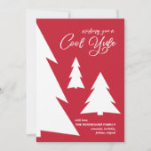 Cartes Pour Fêtes Annuelles Cool blanc rouge moderne Yule Script Arbres géomét (Devant)