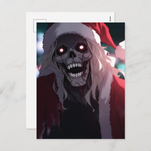 Cartes Pour Fêtes Annuelles Cool Effrayant Crâne Déplaisant Père Noël Noël Noë (Devant / Derrière)