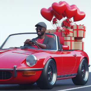 Cartes Pour Fêtes Annuelles Cool en Rouge Convertible avec Valentines
