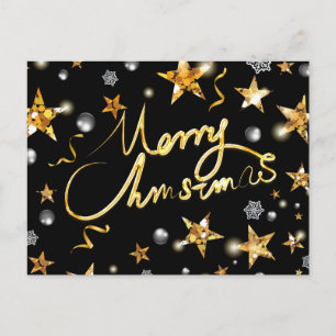 Cartes Pour Fêtes Annuelles Cool Gold Black Stars Metallic Fashion Joyeux Noël