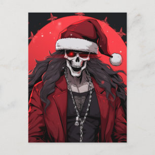 Cartes Pour Fêtes Annuelles Cool Goth Punk Crâne Anime Père Noël Demon