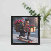 Cartes Pour Fêtes Annuelles Cool Guy sur skateboard avec Valentines (Debout devant)