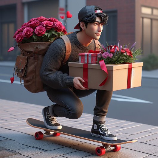 Cartes Pour Fêtes Annuelles Cool Guy sur skateboard avec Valentines