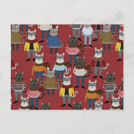 Cartes Pour Fêtes Annuelles Cool Hipster Motif de chat (Devant)