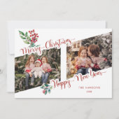 Cartes Pour Fêtes Annuelles Cool Joyeux Noël Calligraphie Holly 2-Photo (Devant)