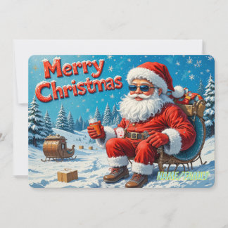 Cartes Pour Fêtes Annuelles Cool Modern Santa in Snowy Forest