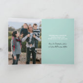 Cartes Pour Fêtes Annuelles Cool moderne Yule Script Light Green Trees Photo (Intérieur)