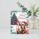 Cartes Pour Fêtes Annuelles Cool Moose in Santa Hat (Debout devant)