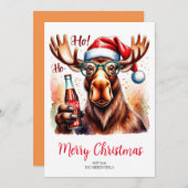 Cartes Pour Fêtes Annuelles Cool Moose Merry Christmas Card (Devant / Derrière)