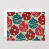 Cartes Pour Fêtes Annuelles Cool Rétro ornements de Noël Rouge Bleu Cadeaux (Devant / Derrière)