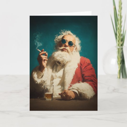 Cartes Pour Fêtes Annuelles Cool Retro Santa Portrait (Devant)