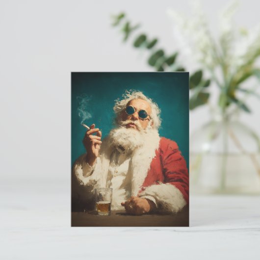 Cartes Pour Fêtes Annuelles Cool Retro Santa Portrait (Debout devant)