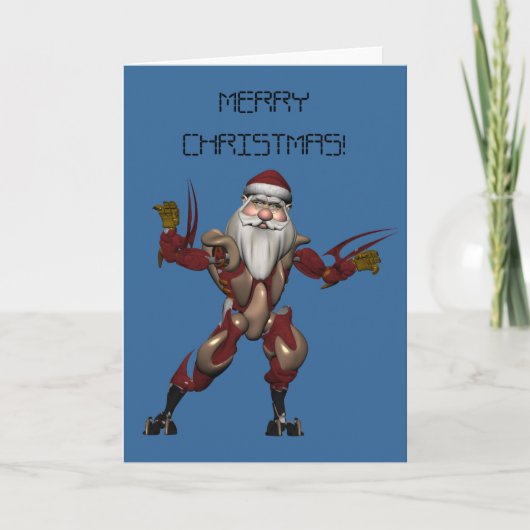 Cartes Pour Fêtes Annuelles Cool Robo Tech Mech Santa Claus (Devant)