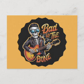 Cartes Pour Fêtes Annuelles Cool Skeleton Bad to the Bone avec guitare