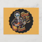 Cartes Pour Fêtes Annuelles Cool Skeleton Bad to the Bone avec guitare (Devant)
