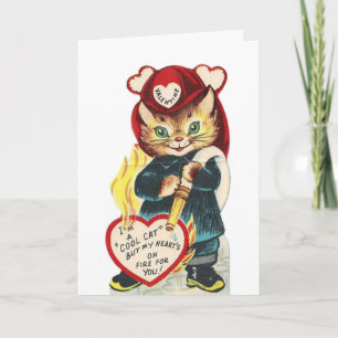 Cartes Pour Fêtes Annuelles Cool vintage Cat Valentine's Day Card