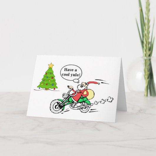 Cartes Pour Fêtes Annuelles Cool Yule Père Noël Moto Noël personnalisé (Devant)