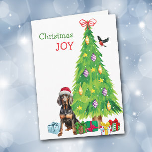 Cartes Pour Fêtes Annuelles Coonhouse noir et tan et sapin de Noël