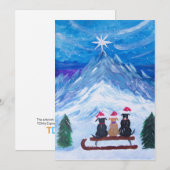 Cartes Pour Fêtes Annuelles Copains chiots d'hiver (Devant / Derrière)