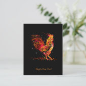Cartes Pour Fêtes Annuelles Coq de feu. Flamme animal étincelant design cool (Debout devant)