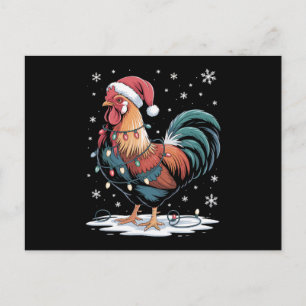 Cartes Pour Fêtes Annuelles Coq de Noël Chapeau de Père Noël Lumières Poulet F