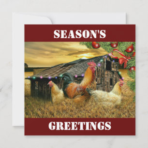 Cartes Pour Fêtes Annuelles Coq de Noël Hen Barn Coop Farm
