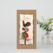 Cartes Pour Fêtes Annuelles Coq de Noël Vintage (Debout devant)