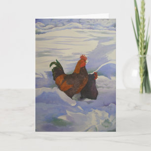 Cartes Pour Fêtes Annuelles Coq et Hen dans la neige