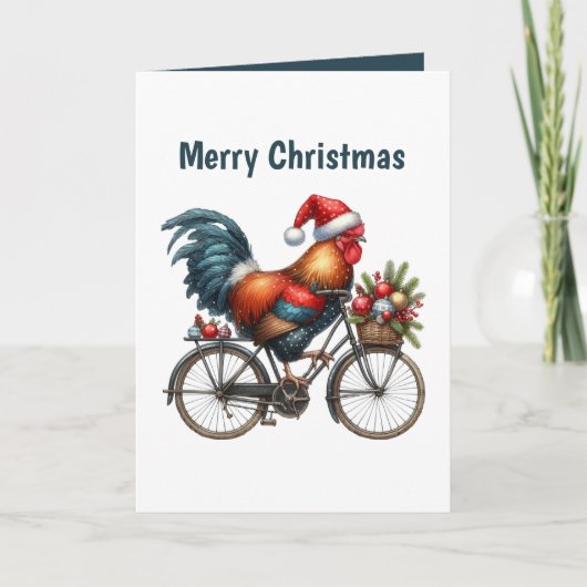 Cartes Pour Fêtes Annuelles Coq Festive Joyeux Noël personnalisable (Devant)