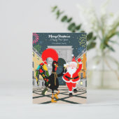 Cartes Pour Fêtes Annuelles Coq portugais et toast Père Noël au Nouvel An (Debout devant)