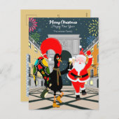 Cartes Pour Fêtes Annuelles Coq portugais et toast Père Noël au Nouvel An (Devant / Derrière)