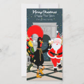 Cartes Pour Fêtes Annuelles Coq portugais et toast Père Noël au Nouvel An (Devant)