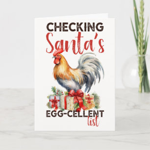 Cartes Pour Fêtes Annuelles Coq Vintage Vérifiant la Liste du Père Noël Noël