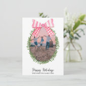 Cartes Pour Fêtes Annuelles Coquette à mâchoire rose de Noël (Debout devant)