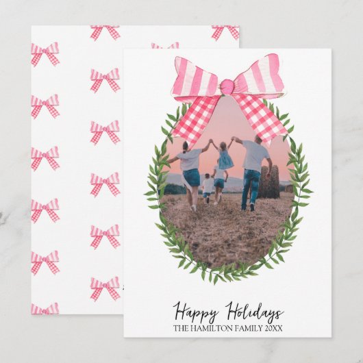 Cartes Pour Fêtes Annuelles Coquette à mâchoire rose de Noël (Devant / Derrière)