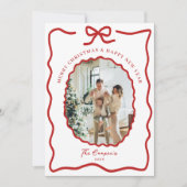 Cartes Pour Fêtes Annuelles Coquette Bow Joyeux Noël Photo (Devant)