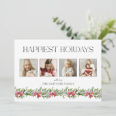 Cartes Pour Fêtes Annuelles Coquette Bow Mistletoe Joyeuses Vacances 4 Photo (Debout devant)