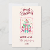 Cartes Pour Fêtes Annuelles Coquette Bow Pink Tree Christmas (Devant)