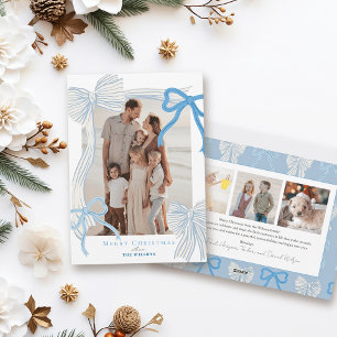 Cartes Pour Fêtes Annuelles Coquette-Core Pale Blue Bows 4 Photos Noël