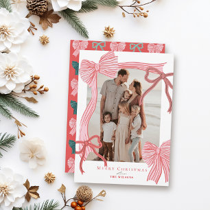 Cartes Pour Fêtes Annuelles Coquette-Core Rouge & Vaches Roses Photo Noël