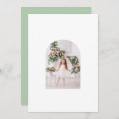 Cartes Pour Fêtes Annuelles Coquette Famille de Noël Photo Pink Green Doodle (Devant / Derrière)