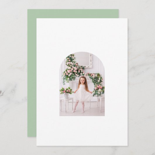 Cartes Pour Fêtes Annuelles Coquette Famille de Noël Photo Pink Green Doodle (Devant / Derrière)