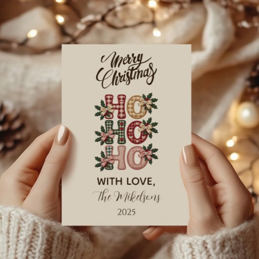 Cartes Pour Fêtes Annuelles Coquette Gingham Ho Ho Ho Christmas
