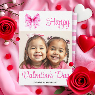 Cartes Pour Fêtes Annuelles Coquette pink bow and hearts Valentine's Day photo