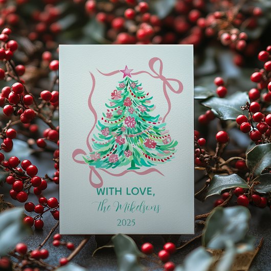 Cartes Pour Fêtes Annuelles Coquette Pink Bow Christmas