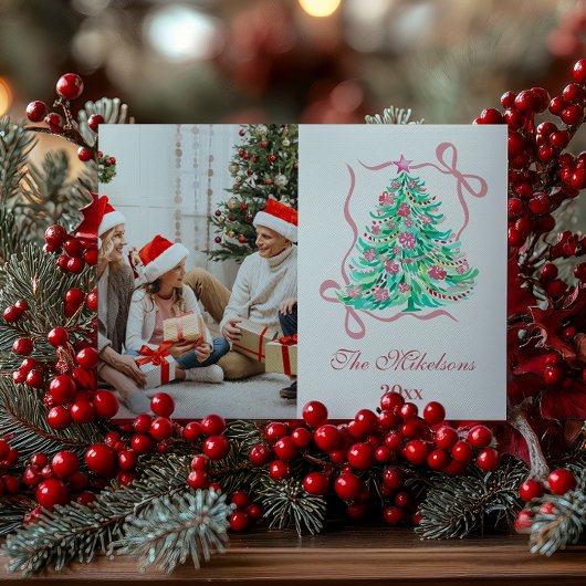 Cartes Pour Fêtes Annuelles Coquette Pink Bow Christmas